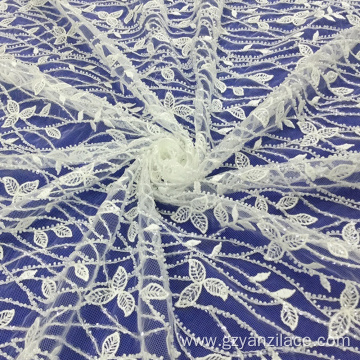 White Floral Bridal Beaded Lace for Wedding Dress